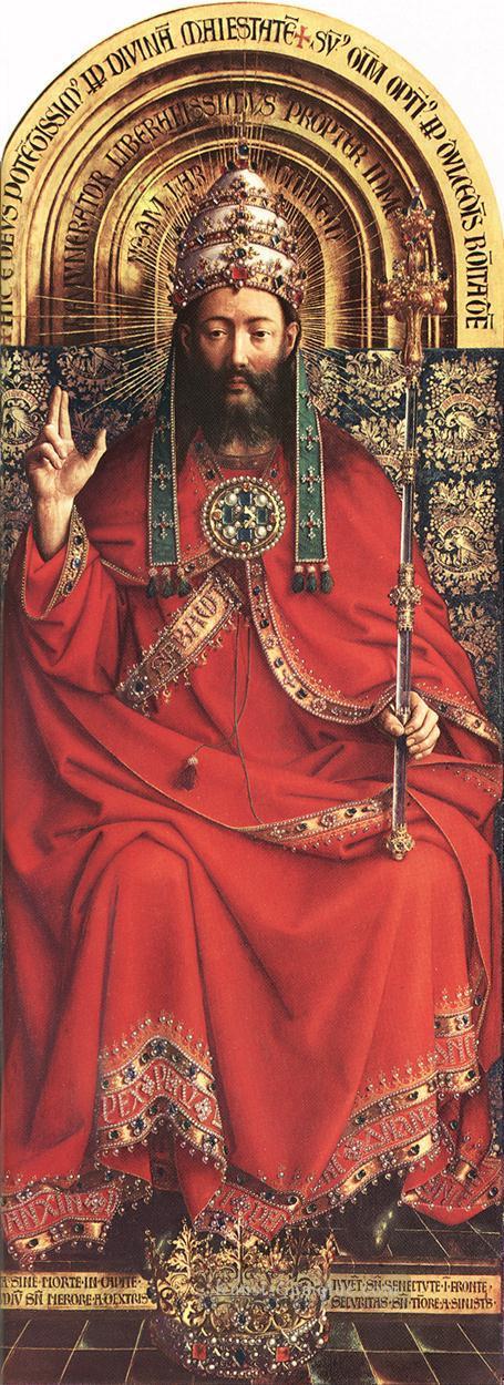 Der Genter Altar der allmächtige Gott Renaissance Jan van Eyck Ölgemälde